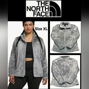 The North Face Women XL Mid Grey Osito Jacket Pockets Zipper Front